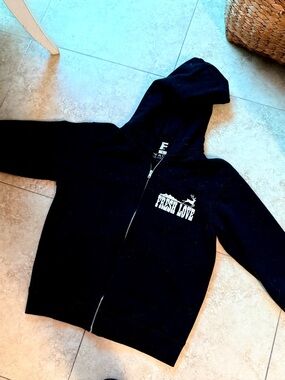 Black Fresh Love Zip Hoodie - Full-Zip Hooded Sweatshirt